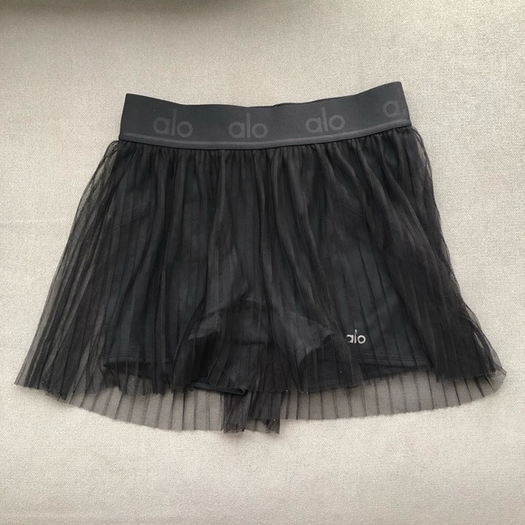 Alo Yoga Mesh Flirty Tennis Skirt Black S - Picture 5 of 12